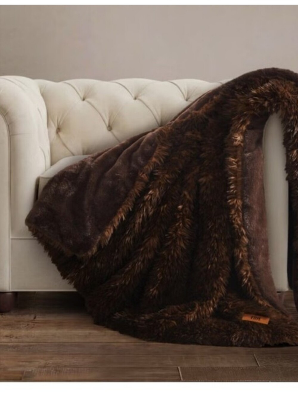 FRYE Arctic Luxe Faux Fur Throw 60" X 70", NEW, Brown